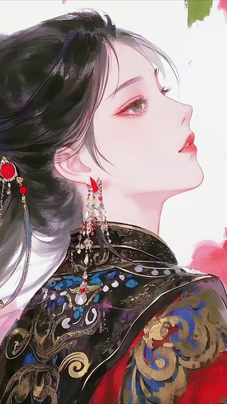 侧颜胭脂影