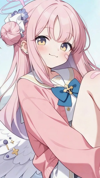 粉发甜美元气二次元美少女