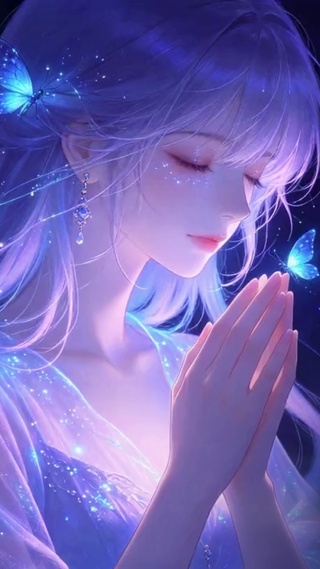 唯美暗夜荧光蝶少女