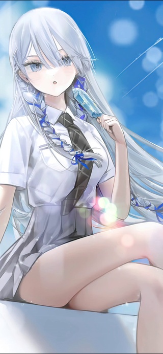 白发jk衬衫雪糕美少女