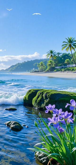 护眼海滨风景