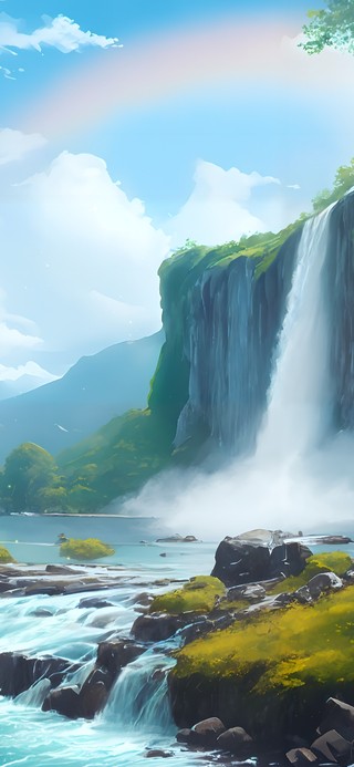 山涧流水瀑布