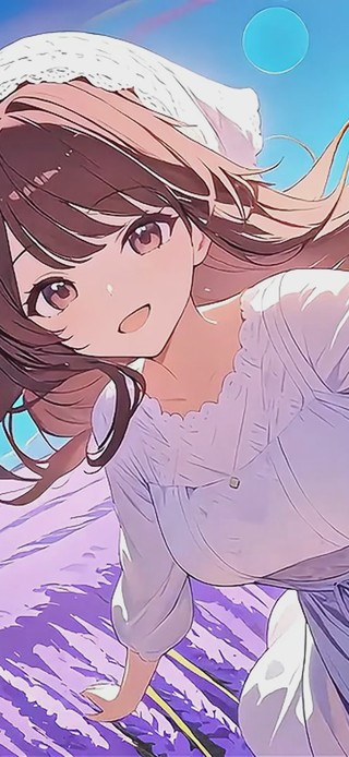 薰衣草下的白衣少女