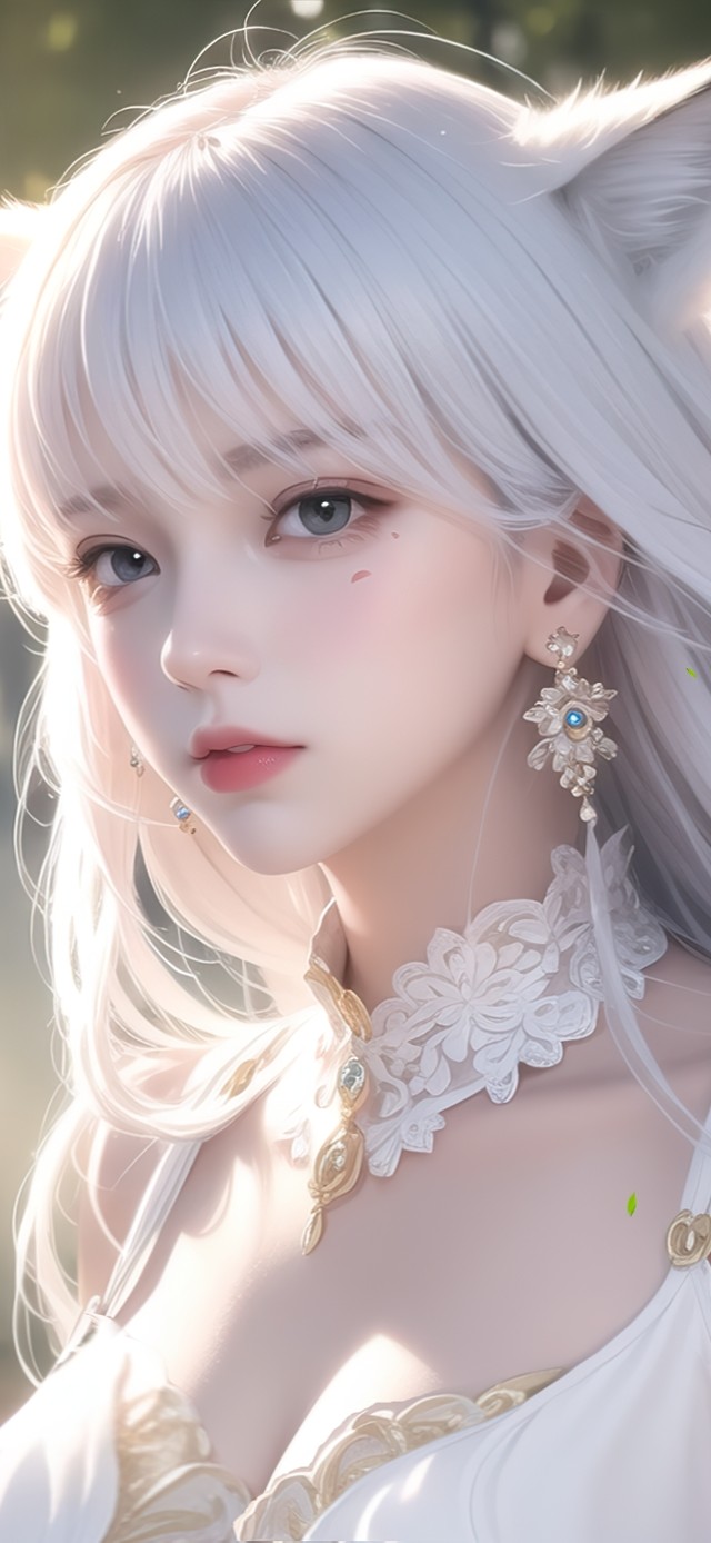 唯美白发狐耳少女