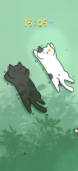 清新治愈！草地晒太阳的黑白喵