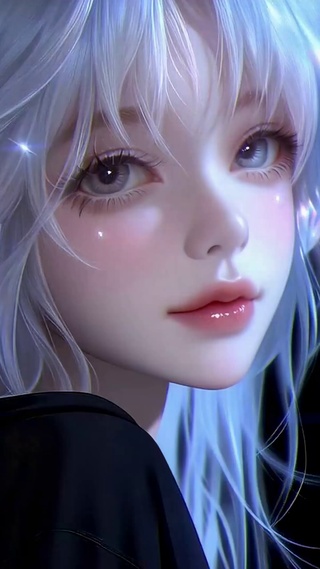 赛博风透明耳机银发美少女