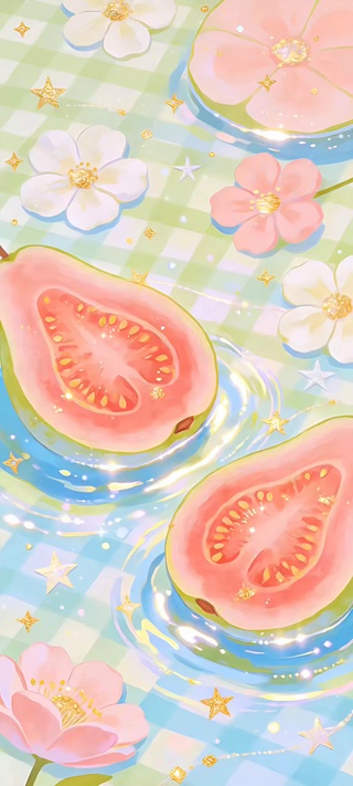 全屏小清新夏日清凉芭乐插画
