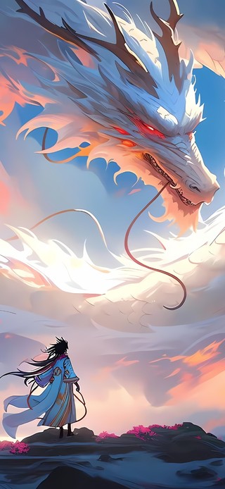 晚霞白龙少年