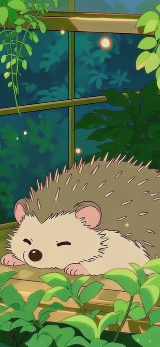 温室里打盹的小刺猬