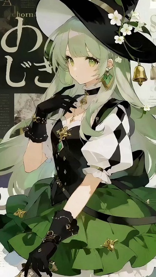 绿色二次元美少女