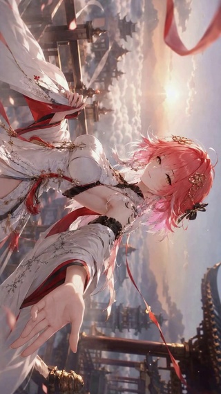 云海古阁红发古风美少女