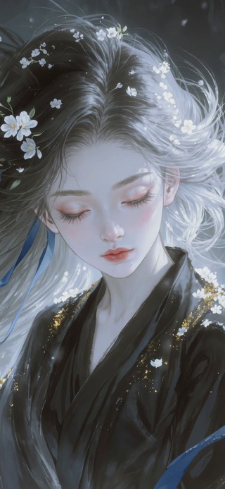 4K古风水墨少女