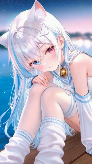 月夜河畔猫耳少女