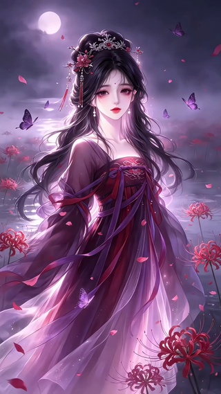 紫雾红华彼岸情深古风少女