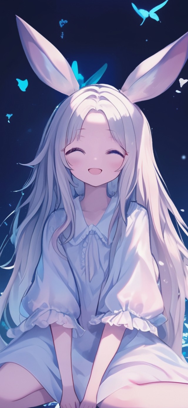 4K 兔耳少女与蝶