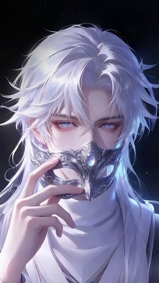 白发红瞳面具美少年