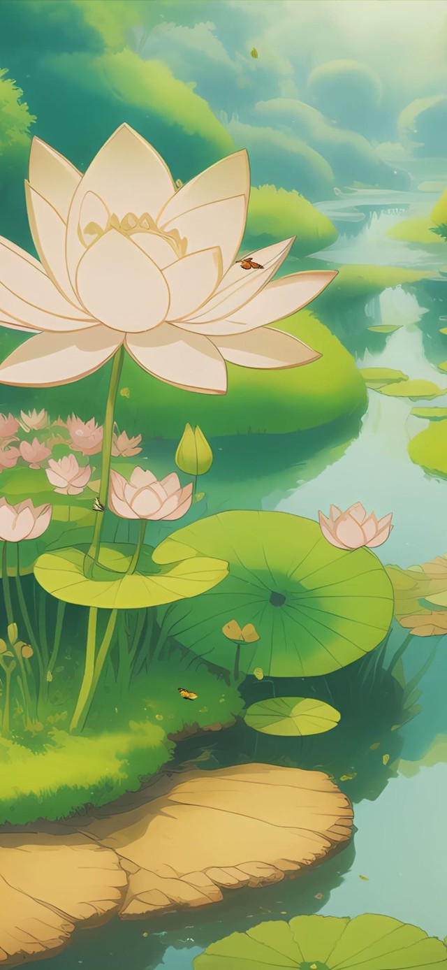 夏季荷花景色