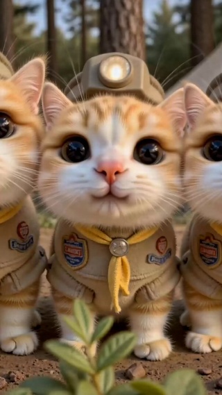 森林露营可爱探险橘猫