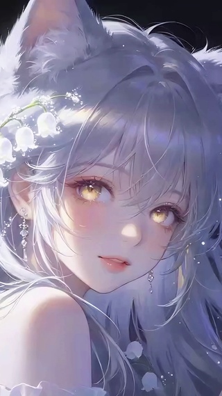 星空狐耳少女与蝶