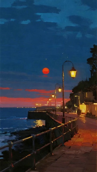 宁静的海边傍晚