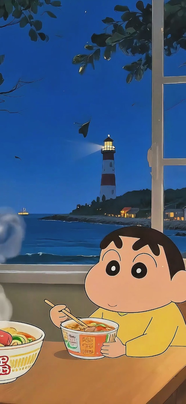 蜡笔小新海边小屋吃宵夜