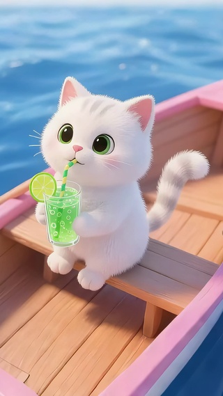 可爱冷饮萌猫