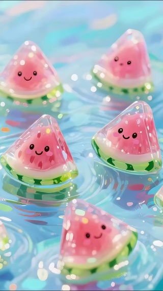 清凉感漂浮西瓜