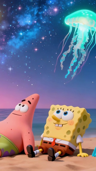 海滨星空奇幻水母