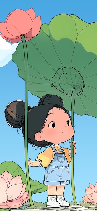 可爱荷塘少女