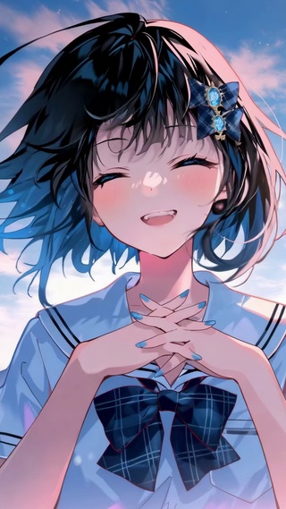 少女感学院风短发女孩