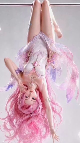 粉色甜心倒挂粉发美少女