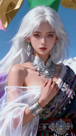 雪域白发美少女