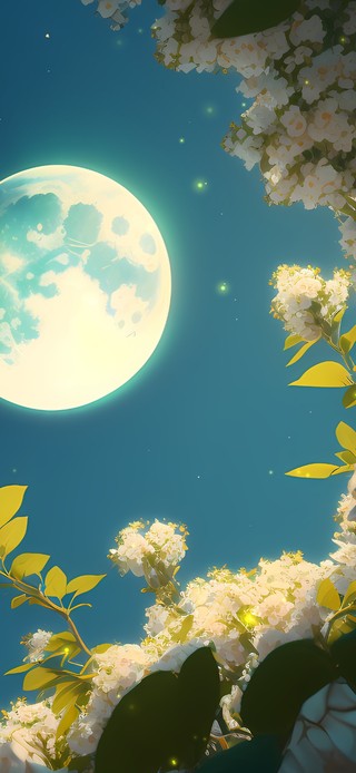 夜空唯美森林月光