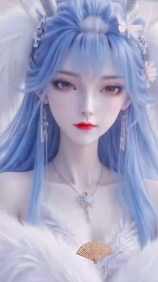气质唯美国风蓝发美女