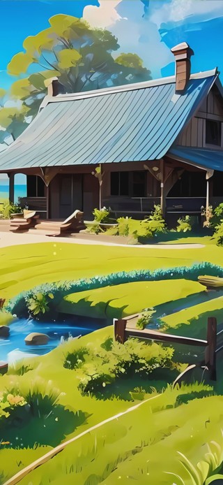 护眼蓝天白云树木