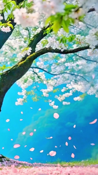 唯美樱花飘落4K