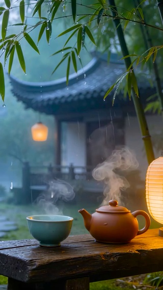 国风雨天竹子