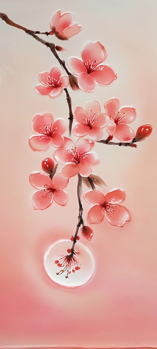 樱枝衔月·粉韵幻生