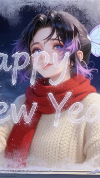 窗外文字涂鸦蝴蝶忍