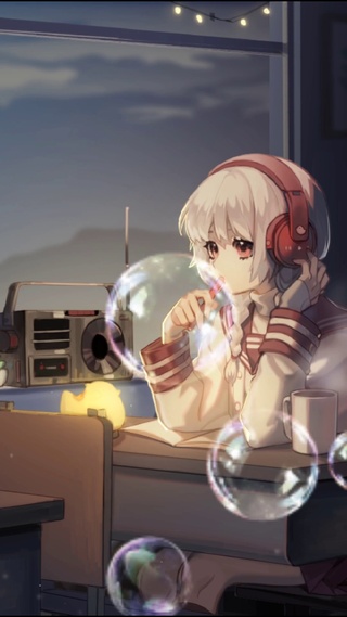 深夜学习的少女