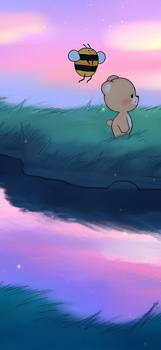 治愈晚霞蜜蜂小熊