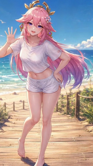 夏日海边八重神子