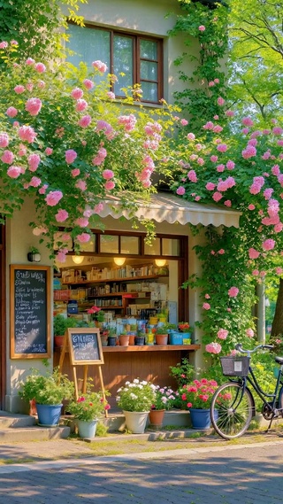 治愈街角蔷薇花小店