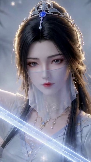 雪地竹林古风仙气侠女