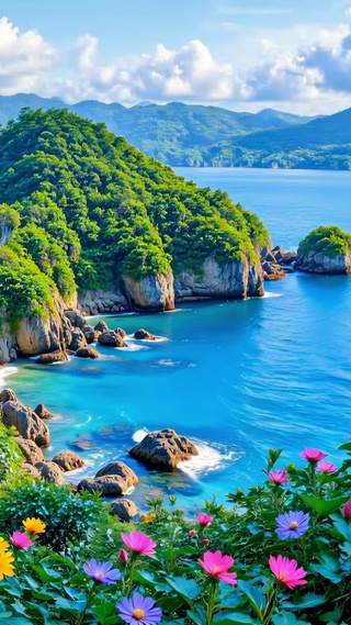 护眼远眺山水湖泊