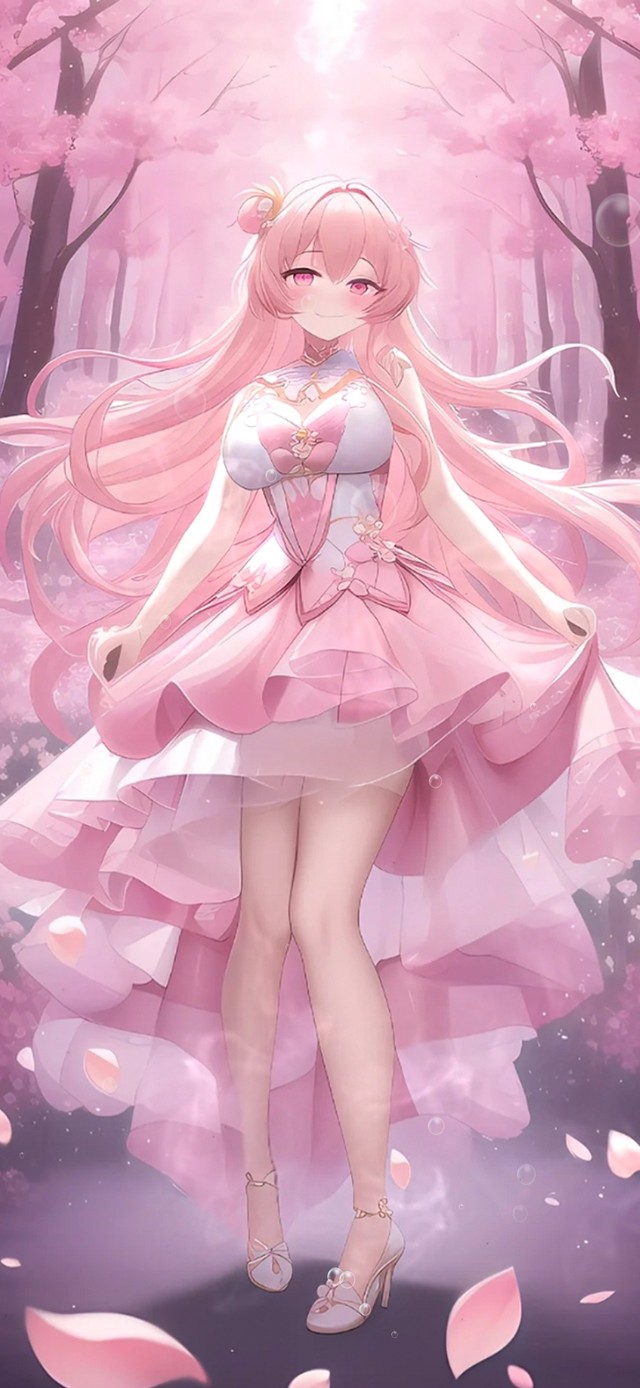 樱花树下女孩
