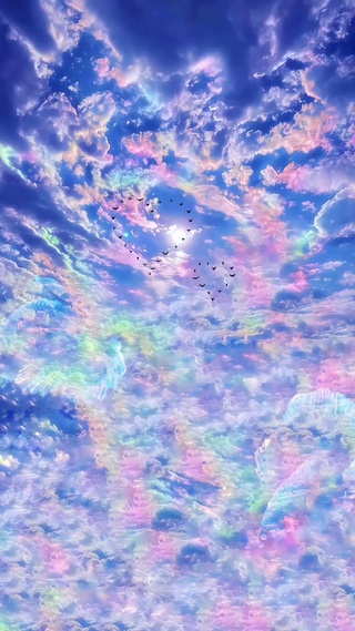 七彩祥云与锦鲤相遇接好运