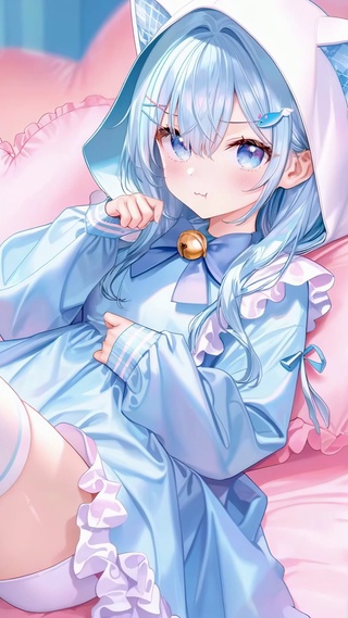蓝发猫耳萝莉居家日常