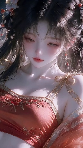 氛围感红衣古风少女