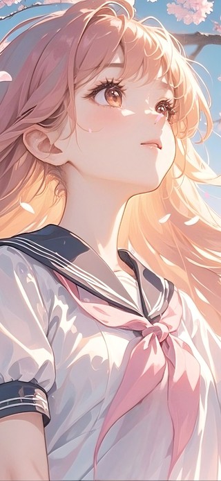 唯美光影-樱花树下的少女